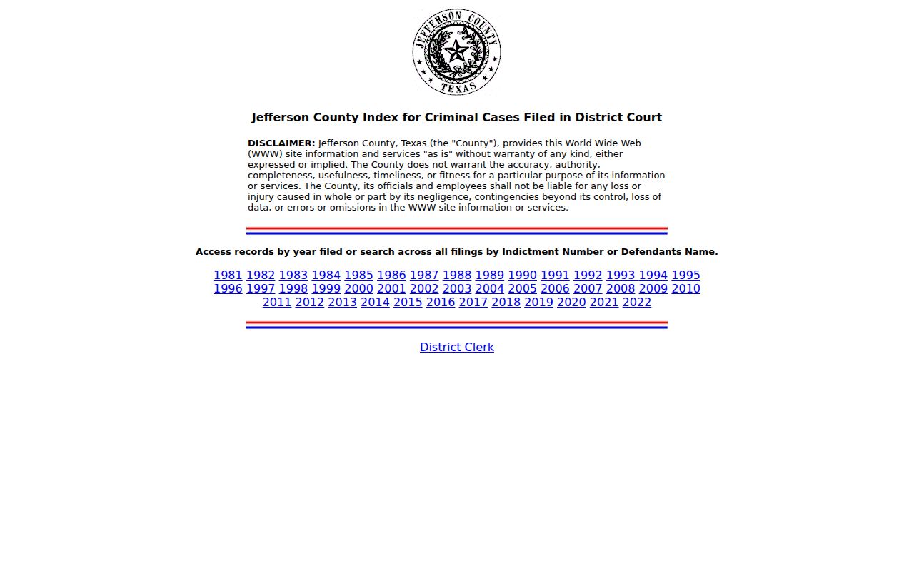 Jefferson resident lookup follow-up showing the Jefferson County criminal index