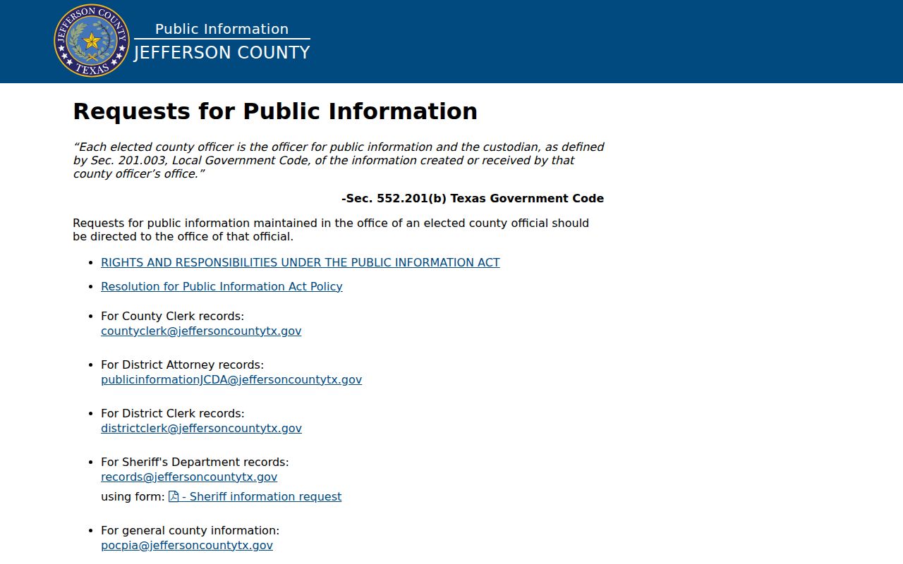 Jefferson residents directory public-information request page